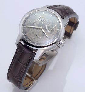 Zeitwinkel 42.5mm 273° Saphir Fumé Smoked Crystal Dial automatic big date 72hrs power reserve indicator in Steel