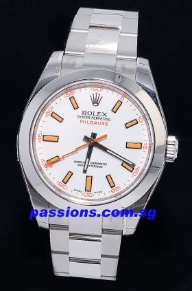 Rolex 40mm Oyster Perpetual "Milgauss" chronometer White dial Ref.116400 "V" series in Steel
