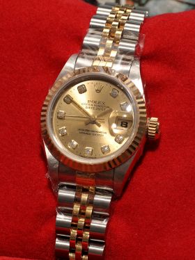 Rolex Oyster Perpetual Lady Datejust Chronometer Ref.69173 in 18KYG & Steel with Diamonds dial