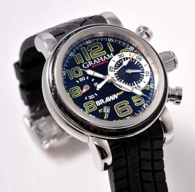 Graham, 44mm "Silverstone Brawn GP" Chronograph auto/date Ref.2BRSH Limited Edition of 250pcs in Steel