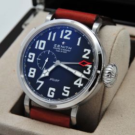 *NEW* Zenith 48mm "Montre d'Aeronef Type 20 GMT" Ref.03.2430.693/21.C723 automatic small seconds in Steel