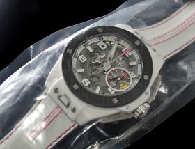 *NEW* Hublot 45mm "King Power Unico Ferrari" Chronograph Ref.401.HQ.0121.VR Limited Edition 500pcs in White Ceramic