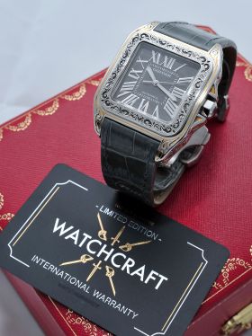 Cartier, 38mm "Santos 100 Piece Unique" by WatchCraft Large Gents automatic special edition in Steel with Grey dial