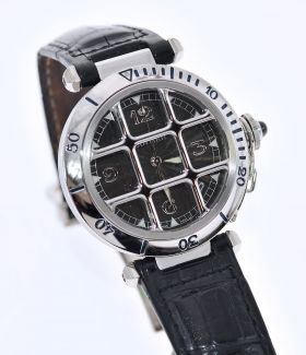 Cartier 38mm "Pasha Grille" automatic date Special Millennium Limited Edition in Steel with a Platinum bezel