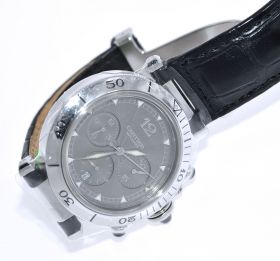 Cartier 38mm W3107355 "Pasha automatic Chronograph" date Special Millennium Edition in Platinum & steel with Grey dial