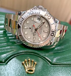 Rolex medium size 35mm Oyster Perpetual Date "Yacht-Master" automatic Chronometer Ref.168622 in Platinum & Steel