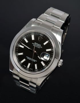 Unused Rolex, 41mm Oyster Perpetual "Datejust Two 41" Black dial Chronometer Ref.116300 automatic date in Steel