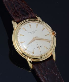 C.1954 Patek Philippe, rare 36mm jumbo "Calatrava" Ref.2525 Cal.12-400 with small seconds in 18KYG+archive