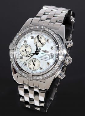 Breitling, 40mm "Chrono Cockpit" Chronograph Ref.A13357 auto/date in Steel with Diamonds & Pearl