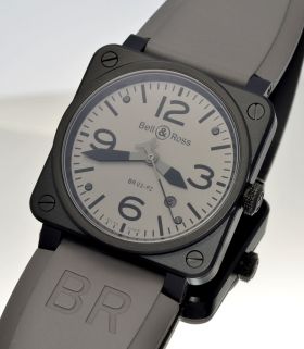 Bell & Ross, 42mm Aviation "BR 03-92 Commando" auto/date in black carbon steel