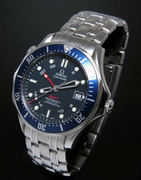 Omega, 41mm "Seamaster 300m Co-Axial GMT Chronometer" auto/date Ref.25358000 in Steel