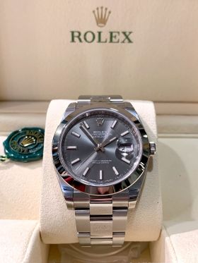*NEW* Rolex, 41mm Oyster Perpetual "Datejust Two 41" Dark Grey rhodium dial Chronometer Ref.126300 autodate in OysterSteel