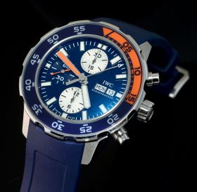 IWC, 44mm "Aquatimer Chronograph" automatic Day-date Ref.3767-04 Orange Blue in Steel