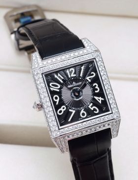 Jaeger LeCoultre Rare Reverso Squadra Lady Duetto automatic Day Night zones Ref.235.3.76 in 18KWG with 4.9 carats Diamonds pavé