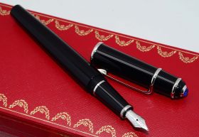 Cartier "Diabolo de Cartier" Fountain pen Ref.ST180009 in Paladiumed metal & black composite