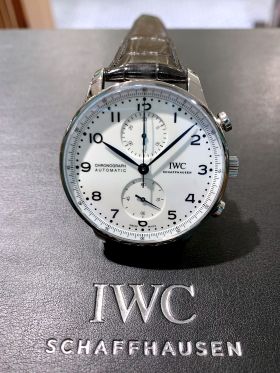 *NEW* IWC, 41mm Portuguese Chronograph 150yrs Jubilee Edition Ref.371602 automatic White dial 2000pcs in Steel