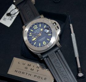 Panerai, 44mm Pam00252 Amagnetic "Luminor Northpole GMT" Chronometer Mike Horn Special Edition 500pcs in Steel