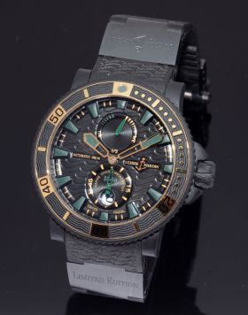 2015 Ulysse Nardin, 46mm Maxi Marine Diver Black Sea Chronometer 200m Ref.263-92 L.Edition of 200 in Rubber Steel & Gold Bezel