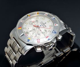 2006 Corum 44mm "Admiral's Cup Chronograph 44" Ref.985.630.20 automatic date chronometer in Steel. B&P