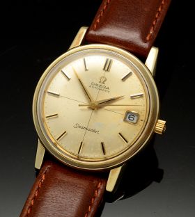 Omega 34mm C.1966 Seamaster Date automatic Ref.166.003 in yellow gold shell case