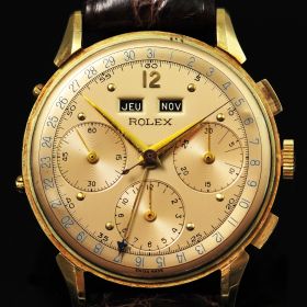 Authentication Service on a C.1940s Rolex 35mm Chronograph with complete Calendar in 18KYG