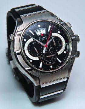 Piaget 45mm Polo FortyFive Flyback Chronograph GMT Ref.G0A34002 auto/date in Titanium & Steel