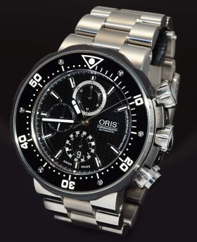 Oris, 51mm "Pro Driver Chronongaph 1000m" Ref.01 774 7683 7154-Set auto/date in Titanium & Steel with Ceramic bezel