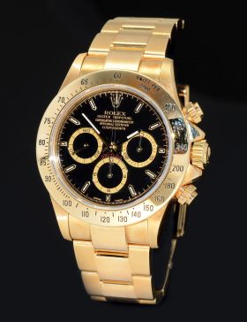 1994 Rolex, 39mm Oyster Perpetual Ref.16528 Cosmograph Daytona" Zenith movt automatic Chronometer black dial in 18KYG