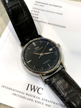 IWC, 39mm "Portofino Automatic date" Ref.356305 with black dial in Steel