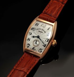 Franck Muller, 25mm Lady's "Cintree Curvex" Ref.1750 S6 in 18KPG with engraved hand wind movement