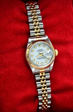 Rolex Lady's 26mm Oyster Perpetual "Datejust" chronometer Ref.69173 "U" series with Diamonds dial in 18KYG & steel