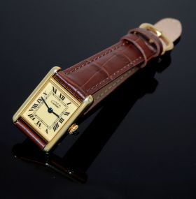 Cartier "Tank Must de Cartier Vermeil" mechanical watch in 925 Silver case & Yellow Gold plated
