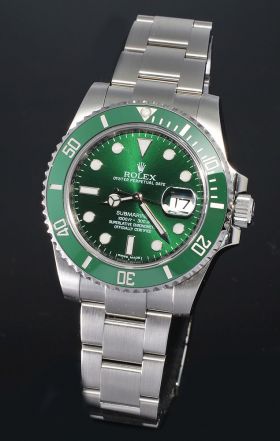 2013 Rolex, 40mm Oyster Perpetual Date Chronometer "Green Hulk Ceramic Submariner 300m" Ref.116610LV automatic in Steel