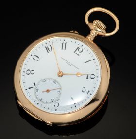 Vacheron & Constantin Genève C.1911 51mm open face pocket watch with white enamel dial in 14KRG case Nobel laureate Wilhem Wien