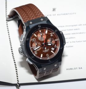 RARE Hublot 44mm Big-Bang LHD Cappuccino Drive auto/date Chronograph Ref.301G.CB.1001.RX L.Edition No.1 of 30 in Ceramic & Brown