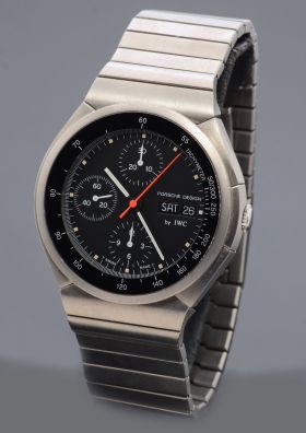 C.1990s Porsche Design 42mm Titan Chronograph Ref.3702 by IWC automatic Day and Date in Titanium