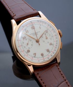 Chronographe Suisse C.1950s 37mm manual winding Chronograph in 18KPG