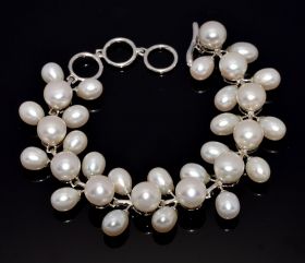 Fresh water Pearl set with 925 silver bracelet