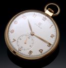 Cyma C.1950s 41mm Cymaflex open face manual winding pocket watch in 18K Pink Gold