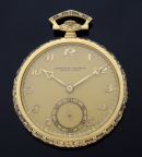 C.1925 Vacheron & Constantin Geneve-Suisse 44mm Art Deco Open face pocket watch with Breguet numerals in 18KYG & enamel. Cert