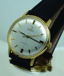 C.1967 vintage Omega 34mm Geneve automatic Ref.165037 Silvered crossed dial in 18KYG & screw back case