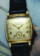 Bulova Excellency manual winding Art Deco small seconds in 10K Yellow Gold Filled case with tear-drop lugs