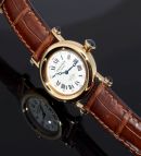 C.1997 Cartier 27.5mm lady's Diabolo 150th Anniversary Limited Edition of 150pcs quartz in 18KYG with blue Cabochons