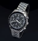 2008 Omega 39mm Speedmaster automatic Chronograph Ref.35395000 Black dial Sapphire crystal in Steel. Full set