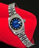 2002 Rolex Oyster Perpetual "Lady's Datejust" chronometer Ref.79174 Vigentte Blue dial with Diamonds in 18KWG & Steel. B&P