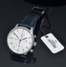 1999 IWC, 41mm Ref.3714-45 "Portuguese Chronograph" automatic Silver dial with PG hands and markings in Steel. B&P