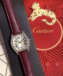 2013 Cartier Lady's "Tortue" mechanical manual winding with glass back in 18KWG with Diamonds B&P