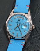 C.1967 Rolex 36mm Ref.1803 Oyster Perpetual "Day-Date" Chronometer Stella Turquoise Dial Tiffany Blue Diamonds in 18KWG