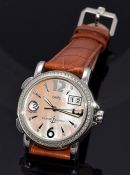 Ulysse Nardin, 37mm "SanMarco GMT +/-" Ref.223-88 auto big-date in Steel with diamonds