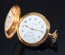 C.1920s A.Lange & Sohne 52mm triple signed Hunter cased pocket watch with Enamel dial in 14K Pink Gold